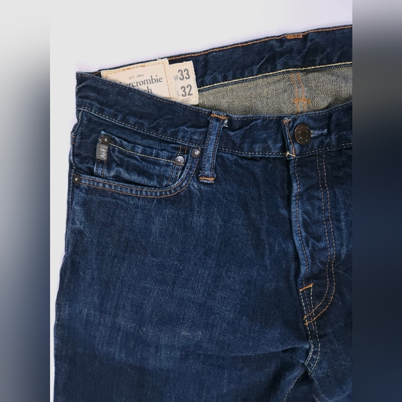 Abercrombie Dark Wash Classic Straight Blue Denim Jeans 33x26 - Picture 3 of 15